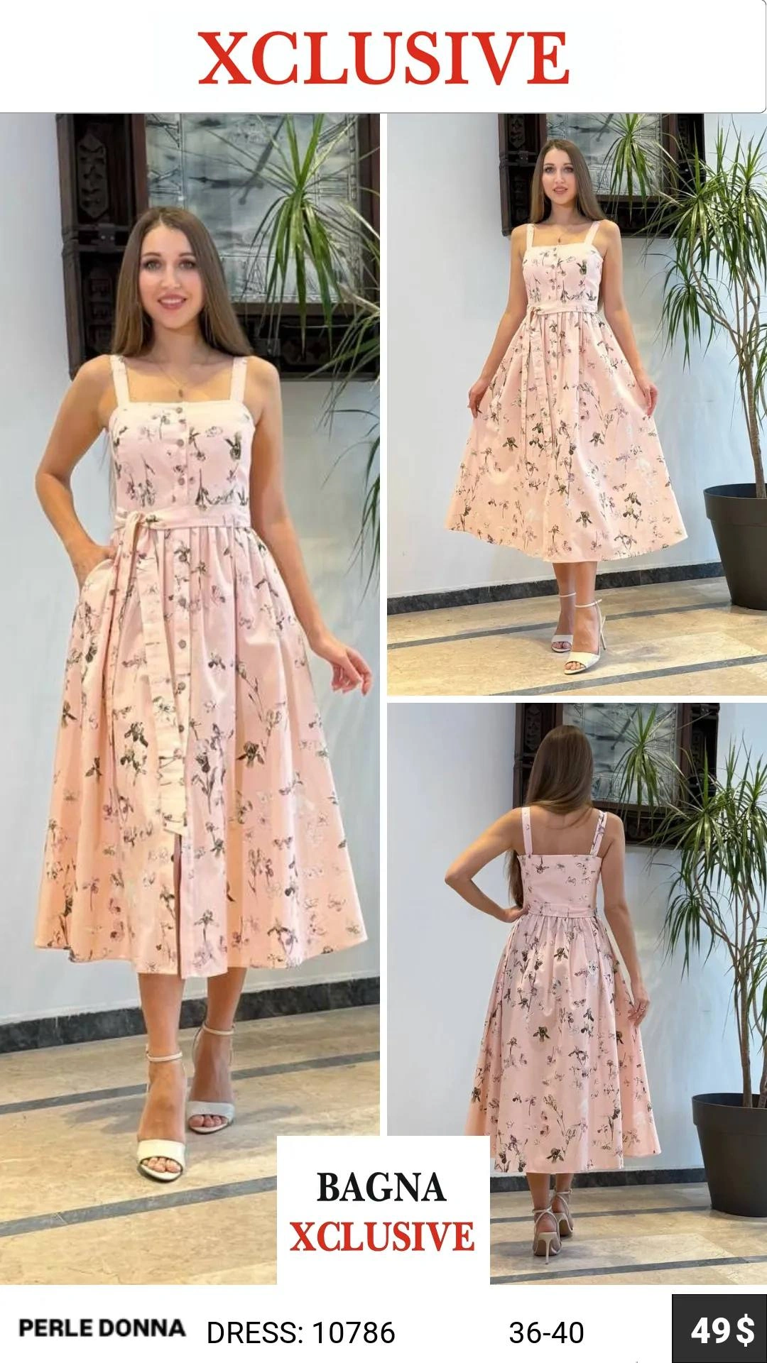 Платье, Perle Donna, Розовый, модель 10786, женская одежда оптом из Турции, Лалели
