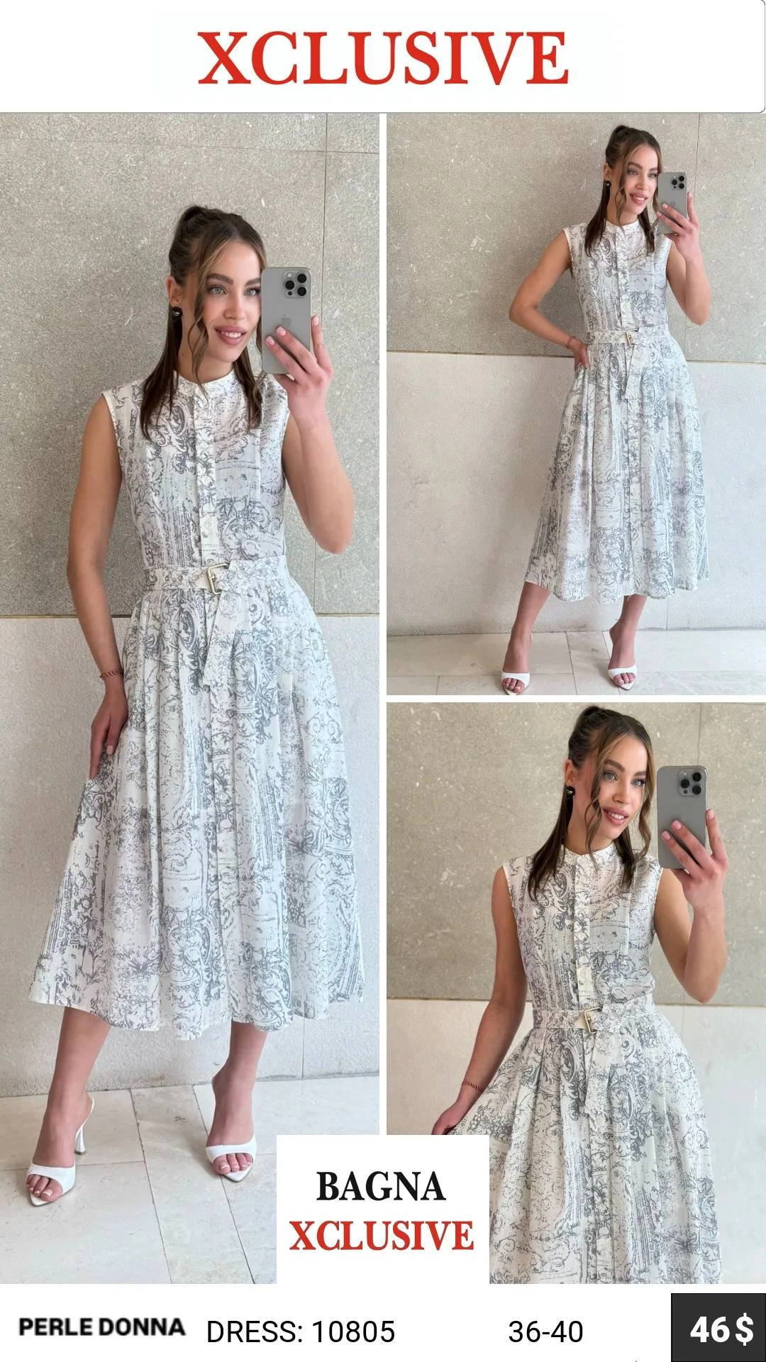 Платье, Perle Donna, Белый, модель 10805, женская одежда оптом из Турции, Лалели