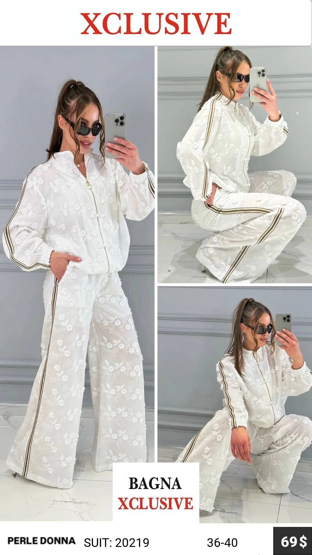 Костюм, Perle Donna, Белый, модель 20219, женская одежда оптом из Турции, Лалели