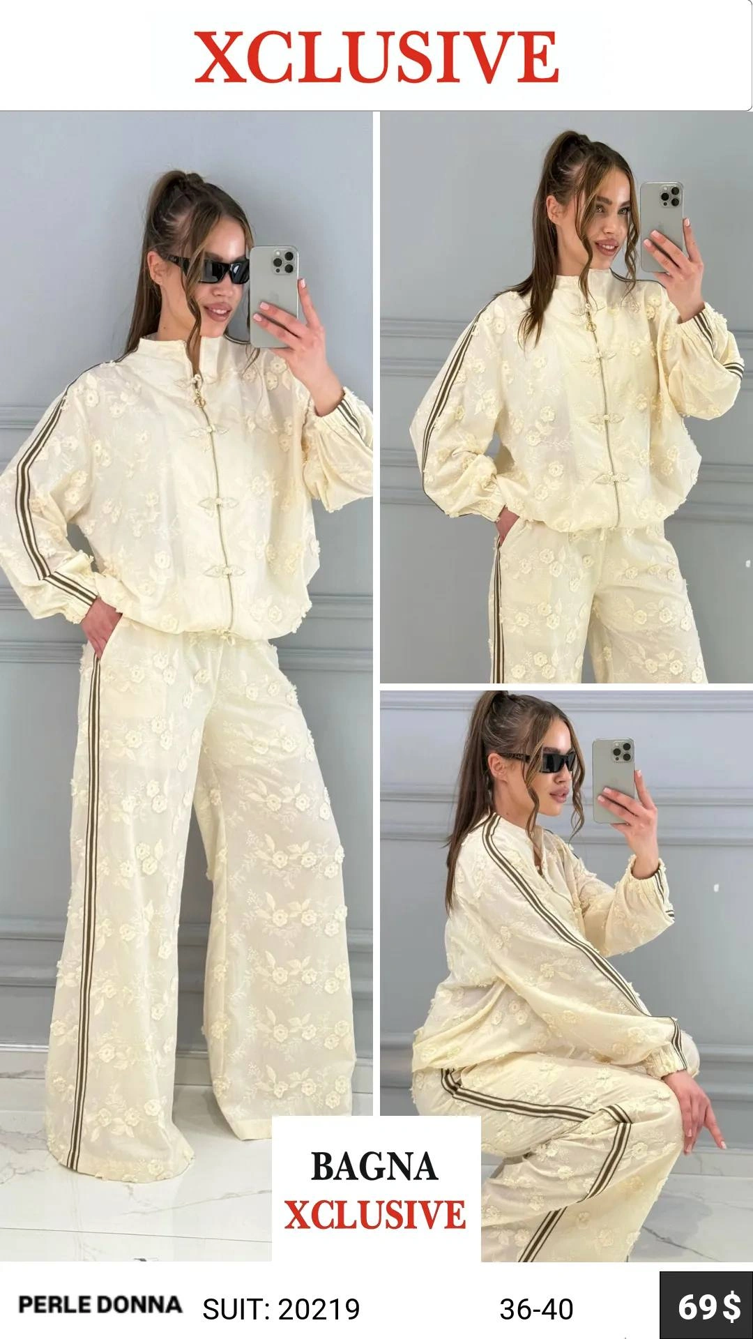 Костюм, Perle Donna, Белый, модель 20219, женская одежда оптом из Турции, Лалели