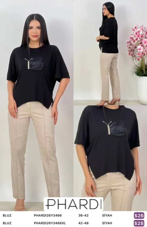 Блузка PHARDI (Черный, модель PHARDI26Y3466XL) оптом