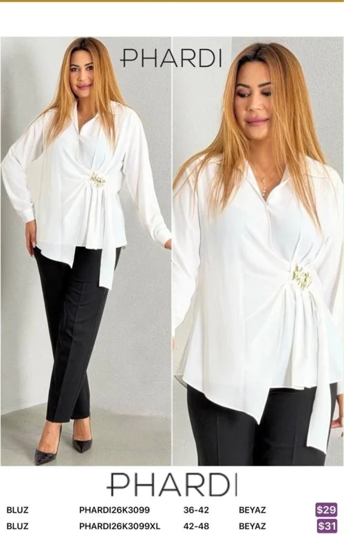 Блузка PHARDI (Белый, модель PHARDI26K3099XL) оптом