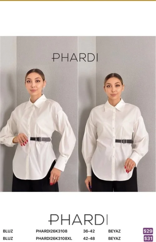 Блузка PHARDI (Белый, модель PHARDI26K3108) оптом