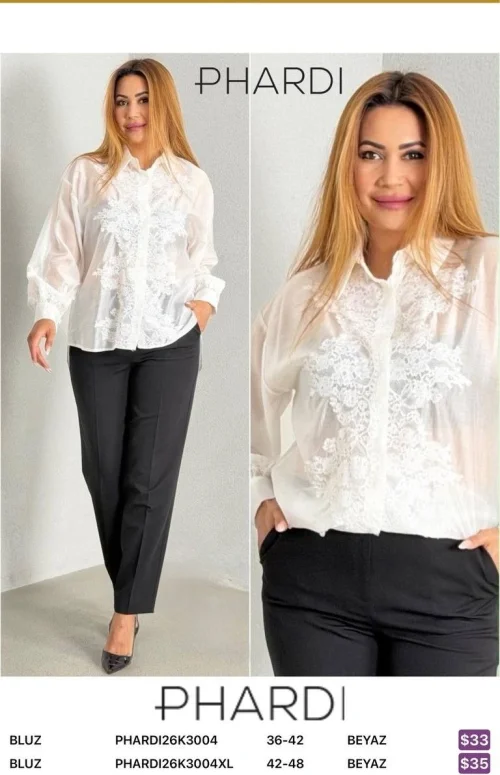 Блузка PHARDI (Белый, модель PHARDI26K3004XL) оптом