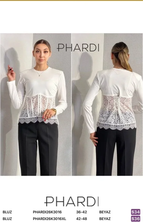Блузка PHARDI (Белый, модель PHARDI26K3016) оптом