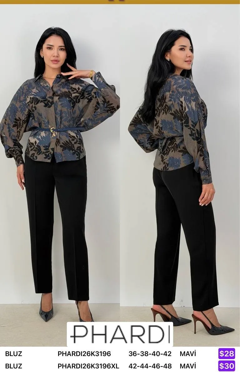 Блузка PHARDI (Blue, модель PHARDI26K3196) оптом