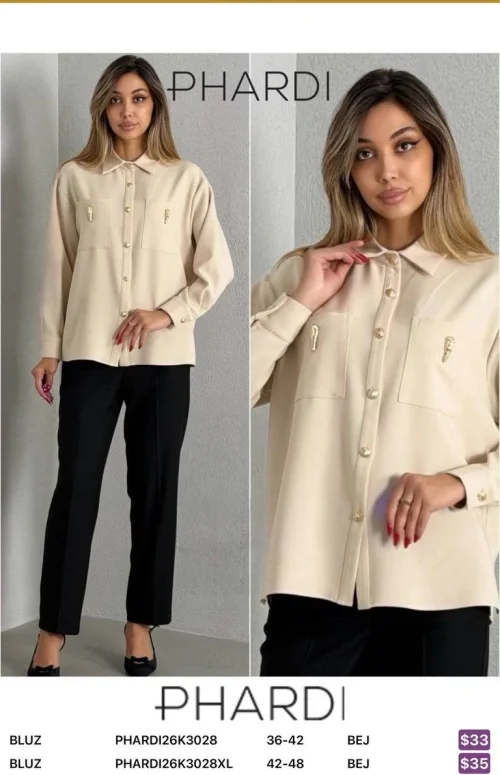 Блузка PHARDI (Бежевый, модель PHARDI26K3028XL) оптом