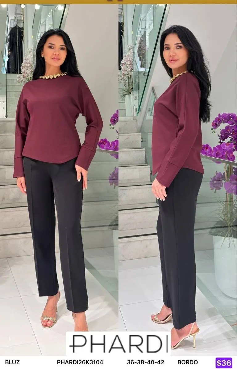Блузка PHARDI (Burgundy, модель PHARDI26K3104) оптом