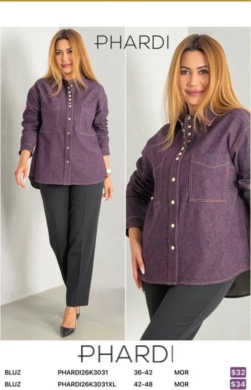 Блузка PHARDI (Фиолетовый, модель PHARDI26K3031XL) оптом
