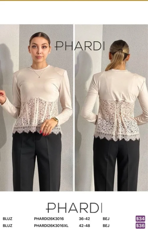 Блузка PHARDI (Бежевый, модель PHARDI26K3016) оптом