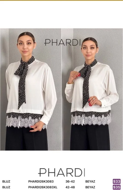 Блузка PHARDI (Белый, модель PHARDI26K3083) оптом