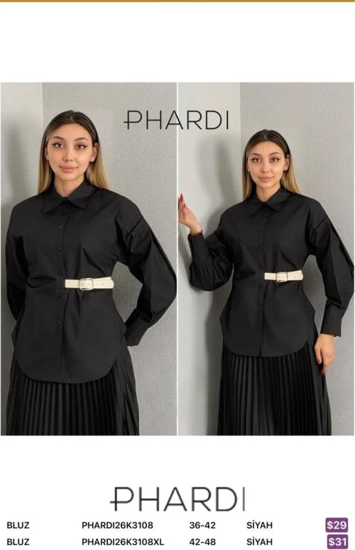 Блузка PHARDI (Черный, модель PHARDI26K3108XL) оптом