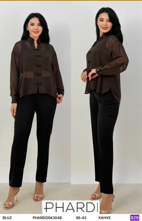Блузка PHARDI (Brown, модель PHARDI26K3048) оптом