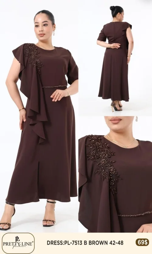 Платье Pretty Line (Коричневый, модель PL-7513) оптом