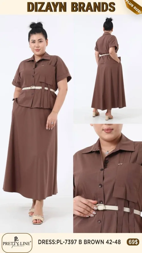 Платье Pretty Line (Коричневый, модель PL-7397 B) оптом