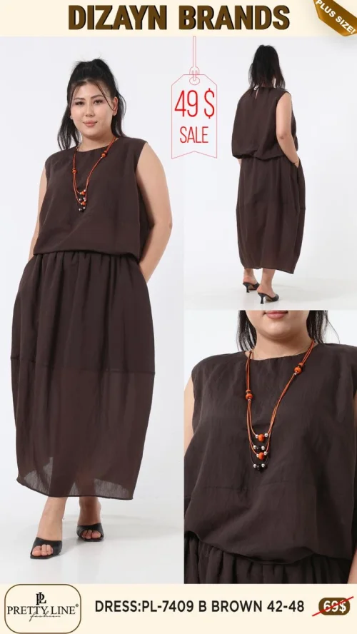 Платье Pretty Line (Коричневый, модель PL-7409 B) оптом