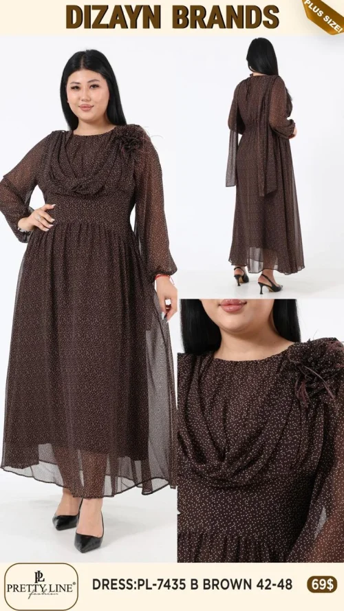 Платье Pretty Line (Коричневый, модель PL-7435 B) оптом