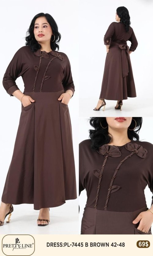 Платье Pretty Line (Коричневый, модель PL-7445) оптом