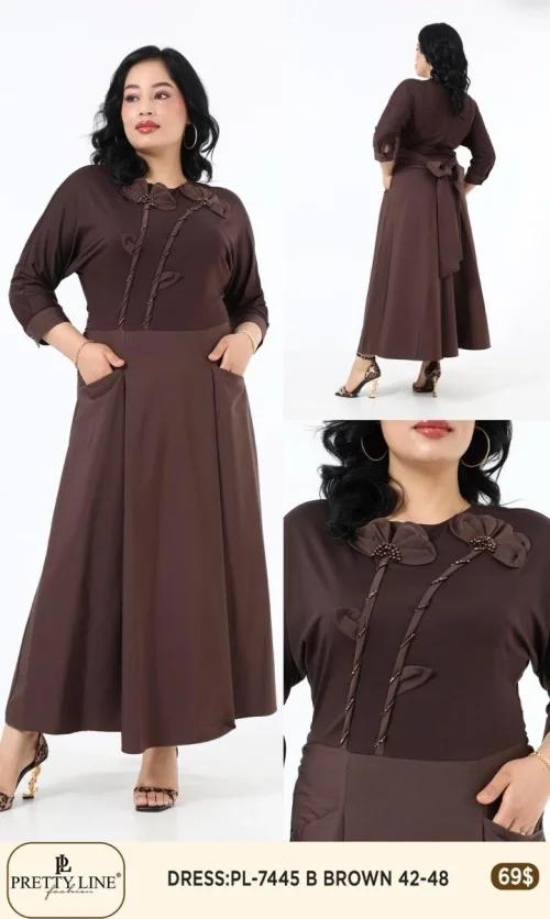 Платье Pretty Line (Коричневый, модель PL-7445) оптом