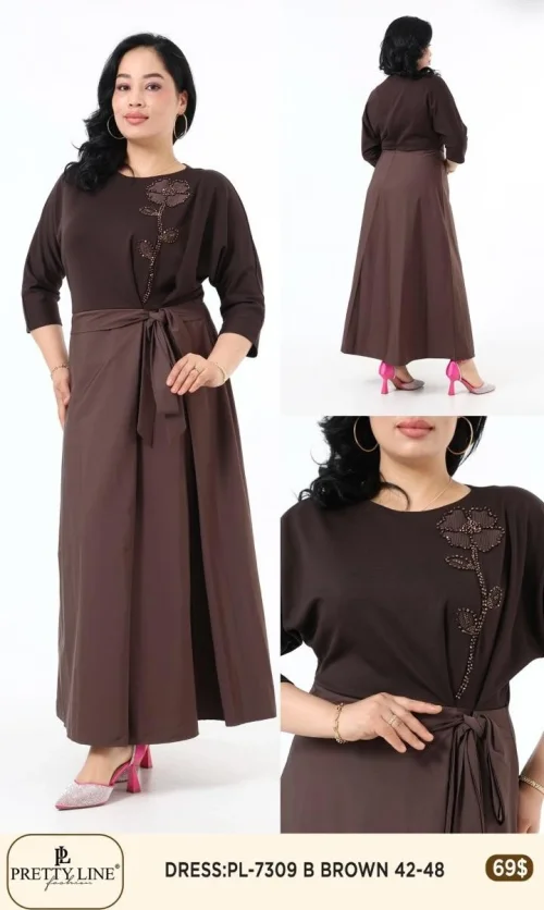 Платье Pretty Line (Коричневый, модель PL-7309) оптом