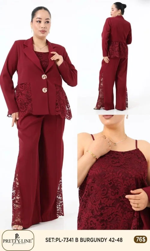 Костюмы и комплекты Pretty Line (Бордовый, модель PL-7341) оптом
