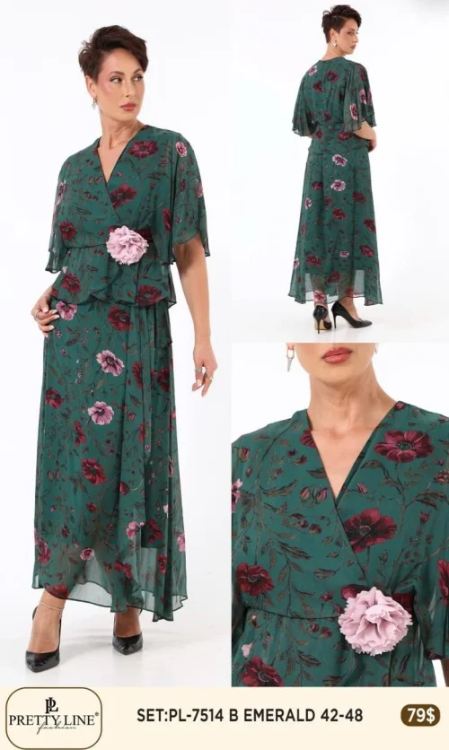 Костюмы и комплекты Pretty Line (Изумрудный, модель PL-7514) оптом