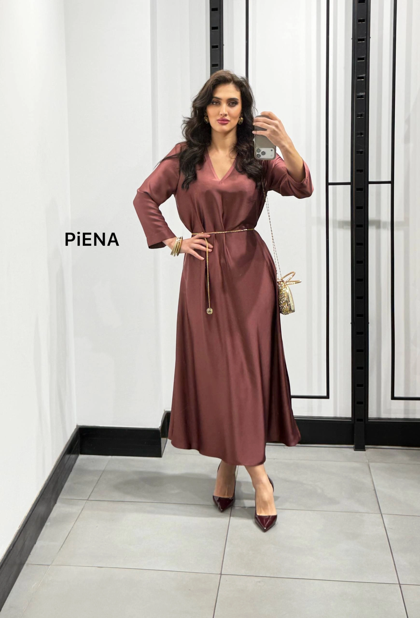 Платье, Piena Store, Бордовый, модель 6781, женская одежда оптом из Турции, Лалели