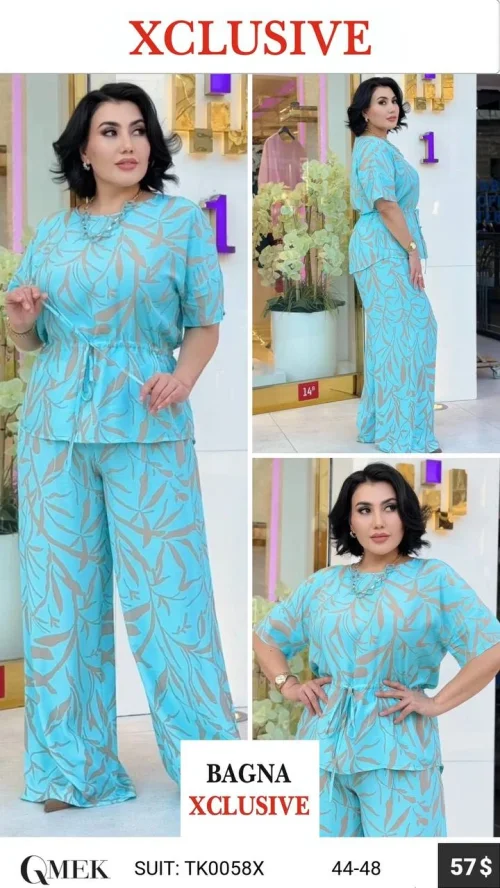 Костюм, QMEK, Бирюзовый, модель TK0058X, женская одежда оптом из Турции, Лалели