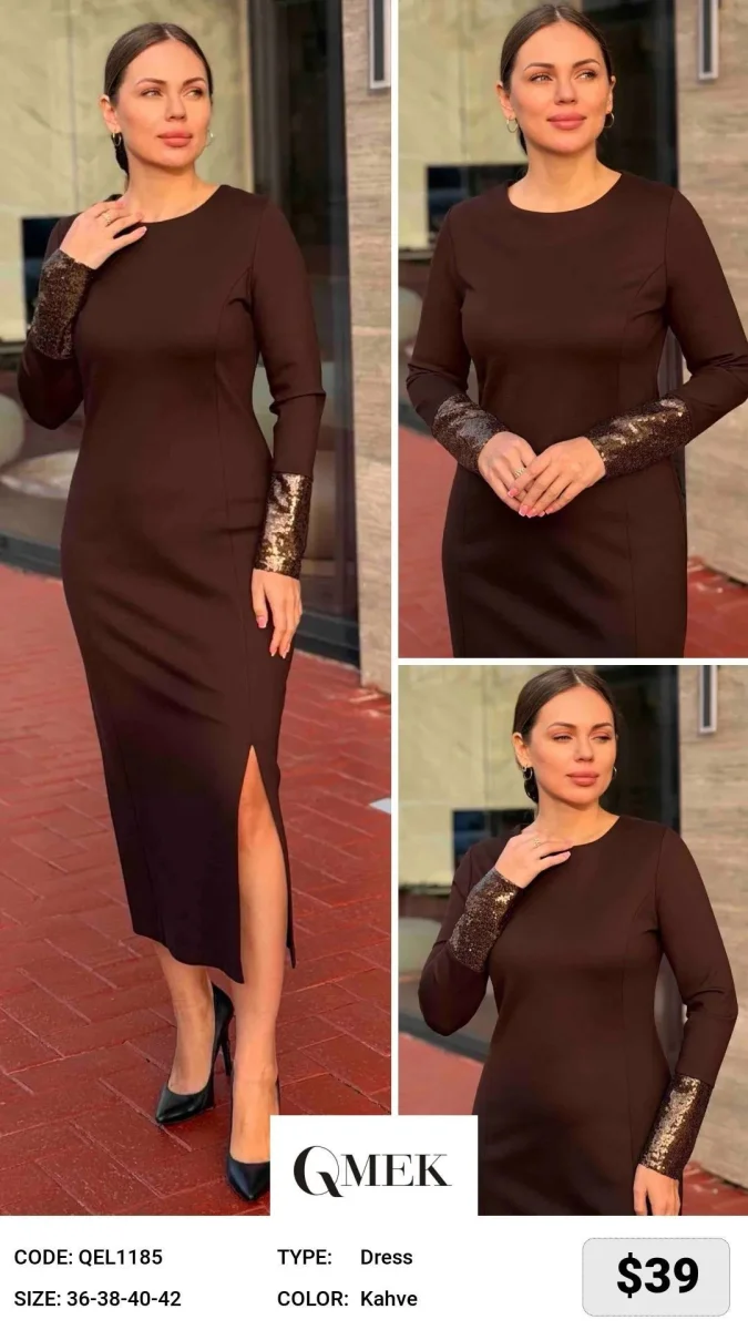 Платье QMEK (Brown, модель QEL1185) оптом
