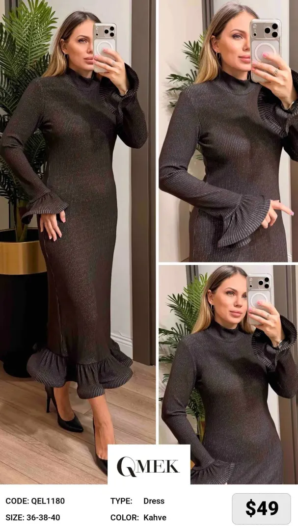 Платье QMEK (Brown, модель QEL1180) оптом