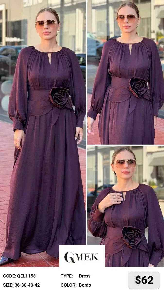 Платье QMEK (Burgundy, модель QEL1158) оптом