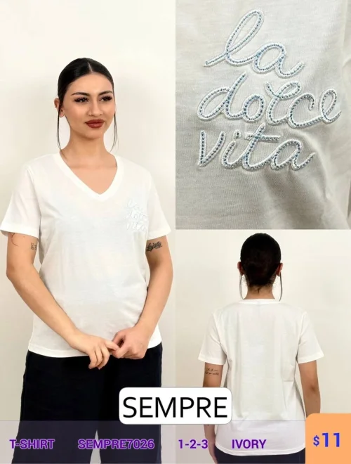 Футболка Sempre (Белый, модель SEMPRE7026) оптом