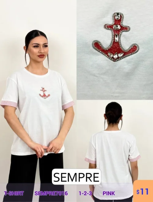 Футболка Sempre (Розовый, модель SEMPRE7016) оптом