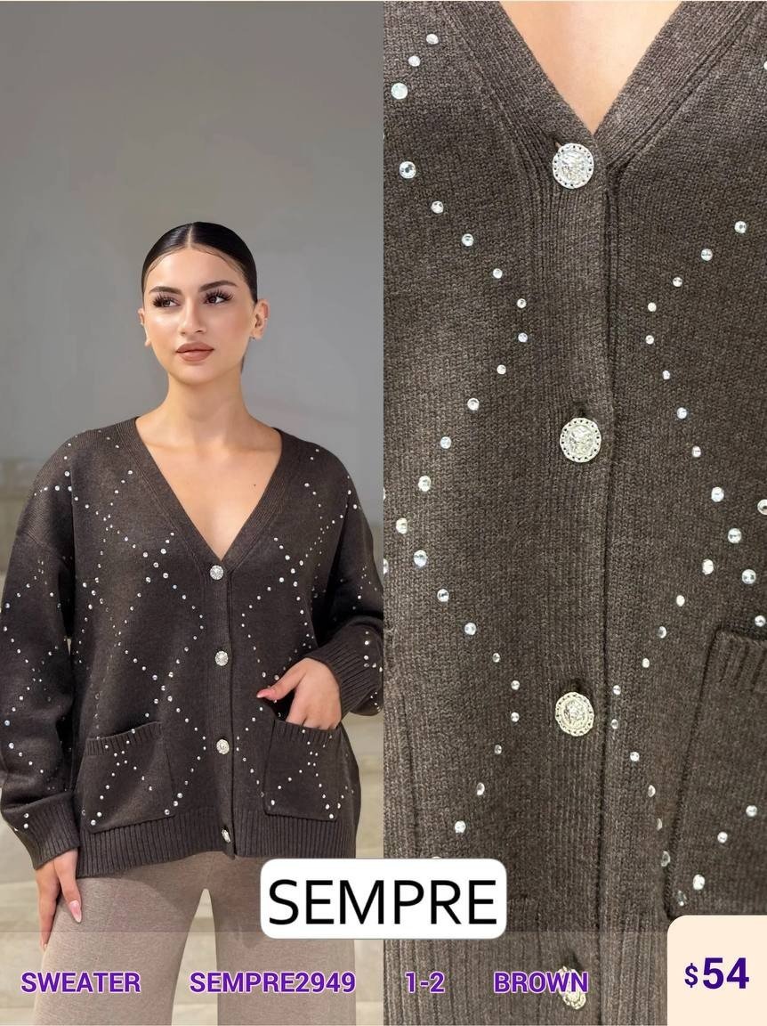 Свитер Sempre (Коричневый, модель SEMPRE2949) оптом