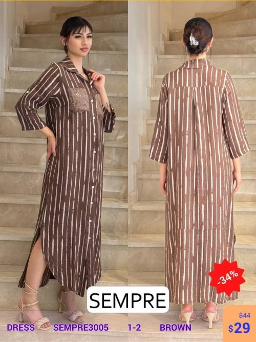 Платье Sempre (Коричневый, модель SEMPRE3005) оптом