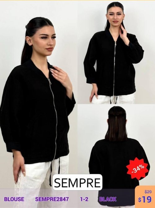 Блузка Sempre (Черный, модель SEMPRE2847) оптом