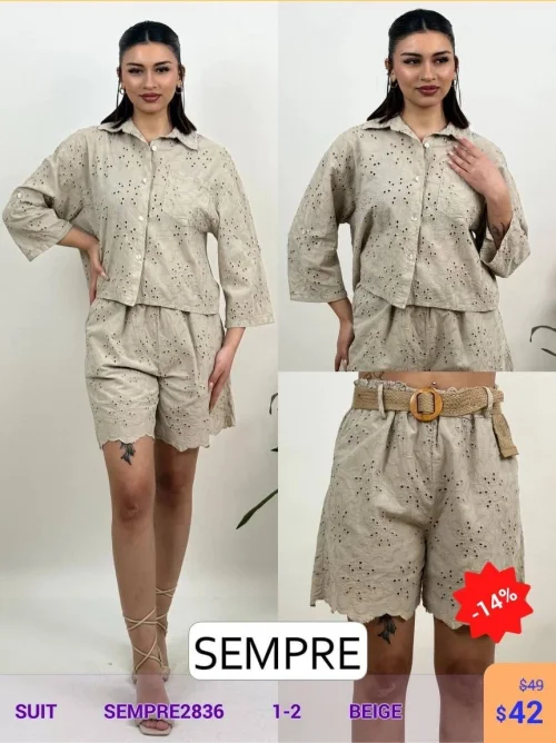 Костюм Sempre (Бежевый, модель SEMPRE2836) оптом
