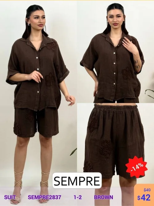 Костюм Sempre (Коричневый, модель SEMPRE2837) оптом