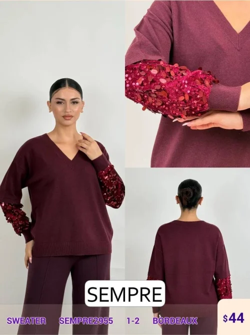 Свитер Sempre (Burgundy, модель SEMPRE2955) оптом