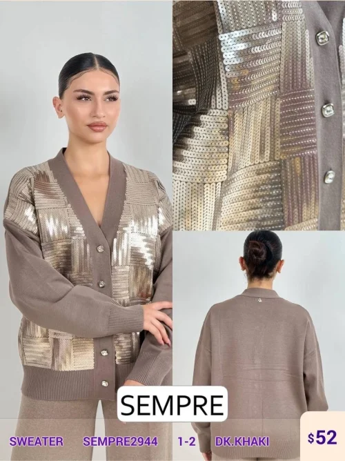 Свитер Sempre (Оливковый, модель SEMPRE2944) оптом