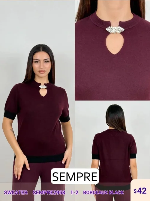Свитер Sempre (Burgundy, модель SEMPRE2958) оптом
