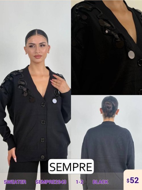 Свитер Sempre (Черный, модель SEMPRE2943) оптом