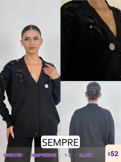 Свитер Sempre (Черный, модель SEMPRE2943) оптом