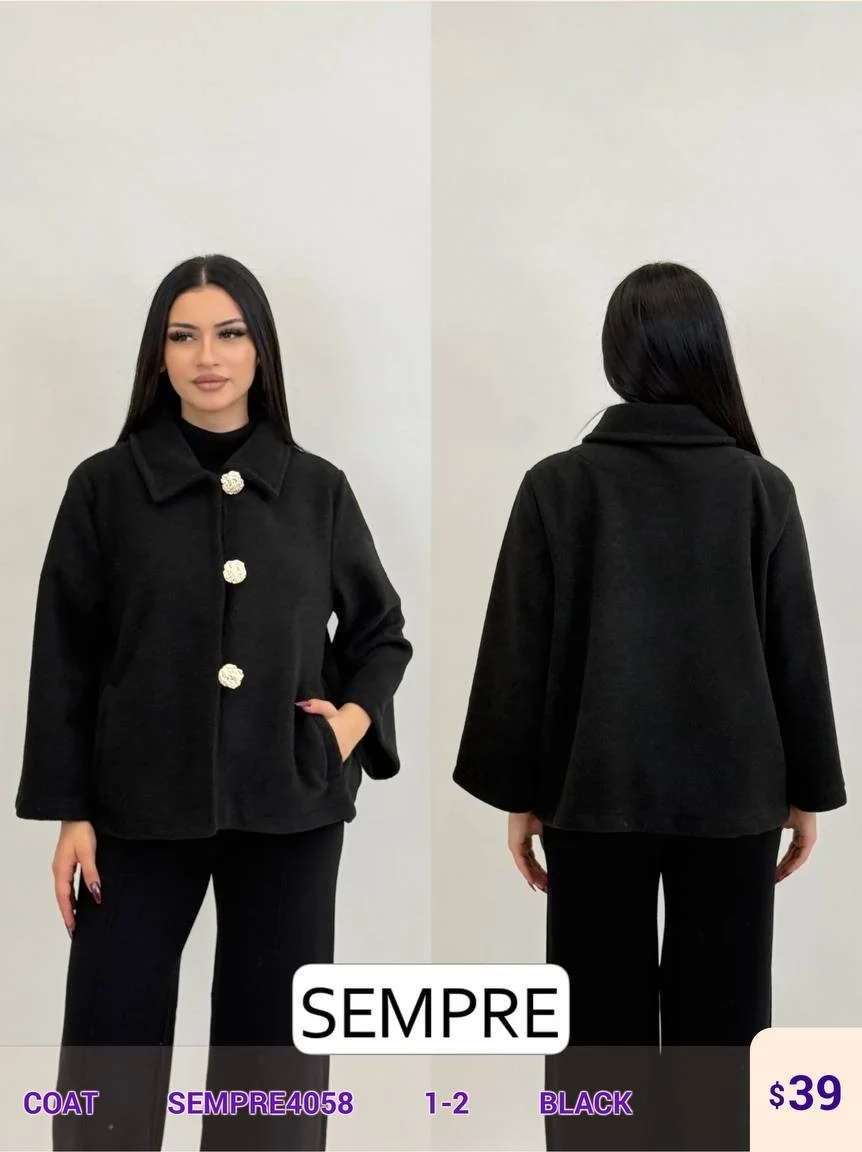 Пальто Sempre (Black, модель SEMPRE4058) оптом
