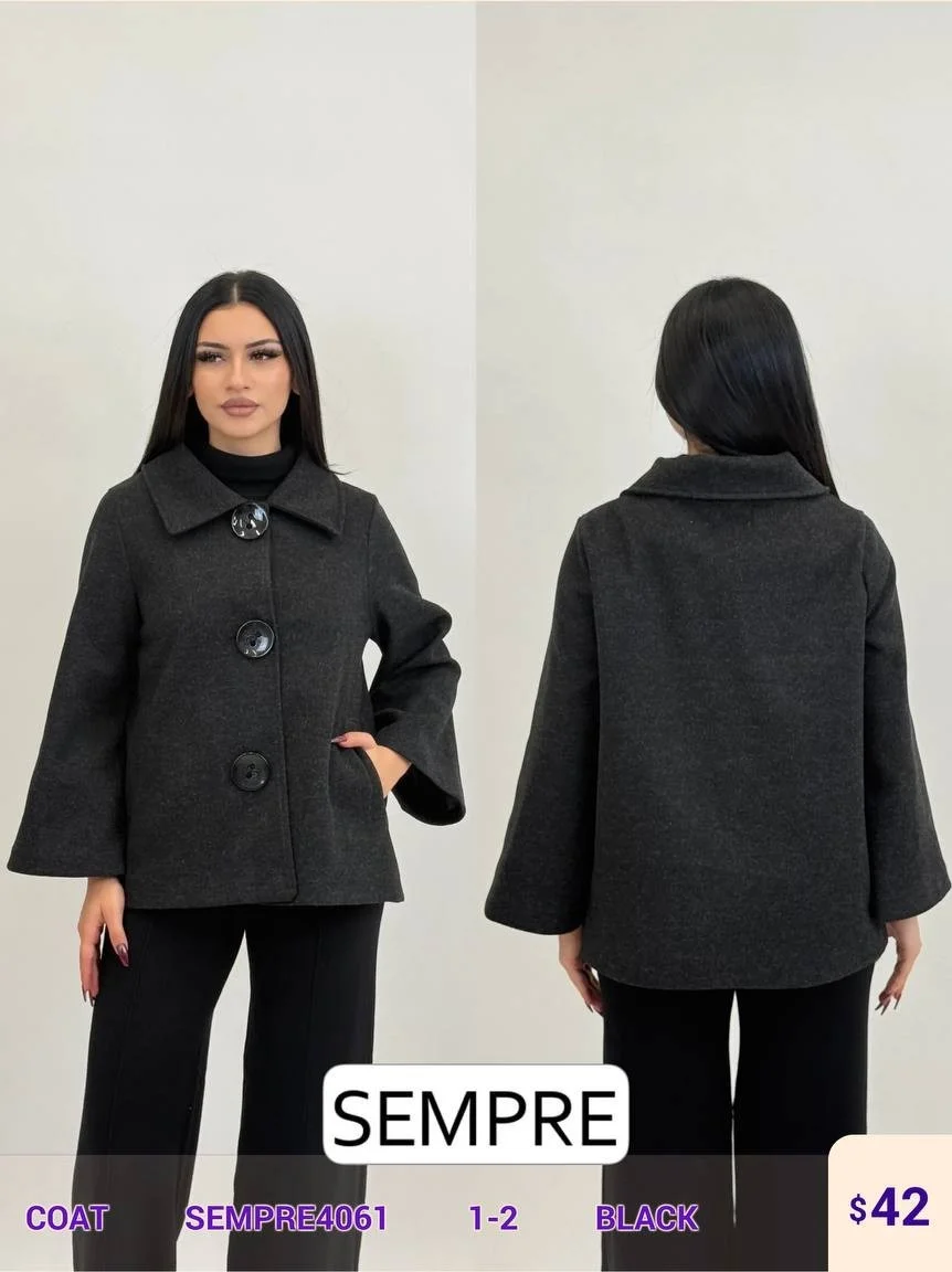 Пальто Sempre (Black, модель SEMPRE4061) оптом