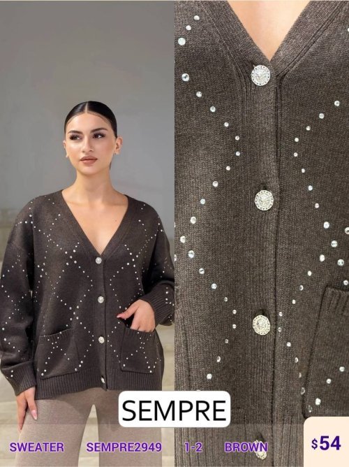 Свитер Sempre (Коричневый, модель SEMPRE2949) оптом