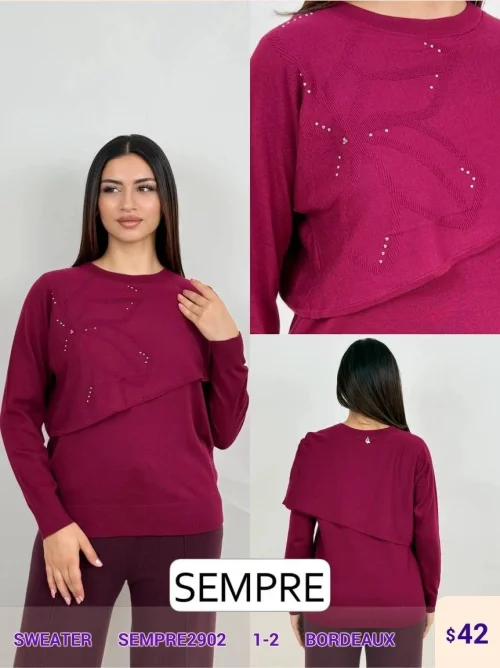 Свитер Sempre (Burgundy, модель SEMPRE2902) оптом
