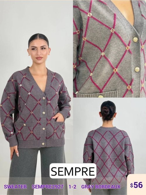 Свитер Sempre (Burgundy, модель SEMPRE2927) оптом
