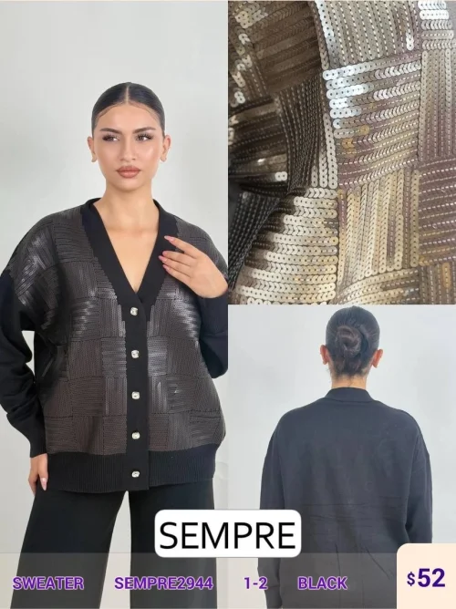 Свитер Sempre (Черный, модель SEMPRE2944) оптом