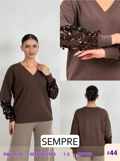 Свитер Sempre (Brown, модель SEMPRE2955) оптом